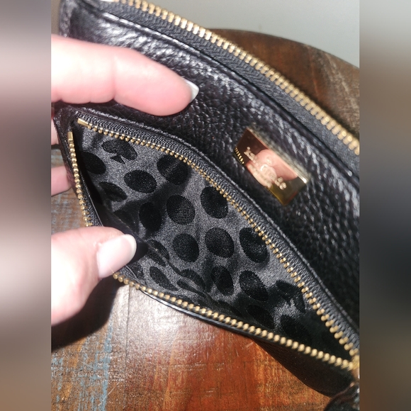 Kate Spade New York Black Leather Flat Wristlet Wallet Coint Pouch Purse Card - Picture 4 of 5